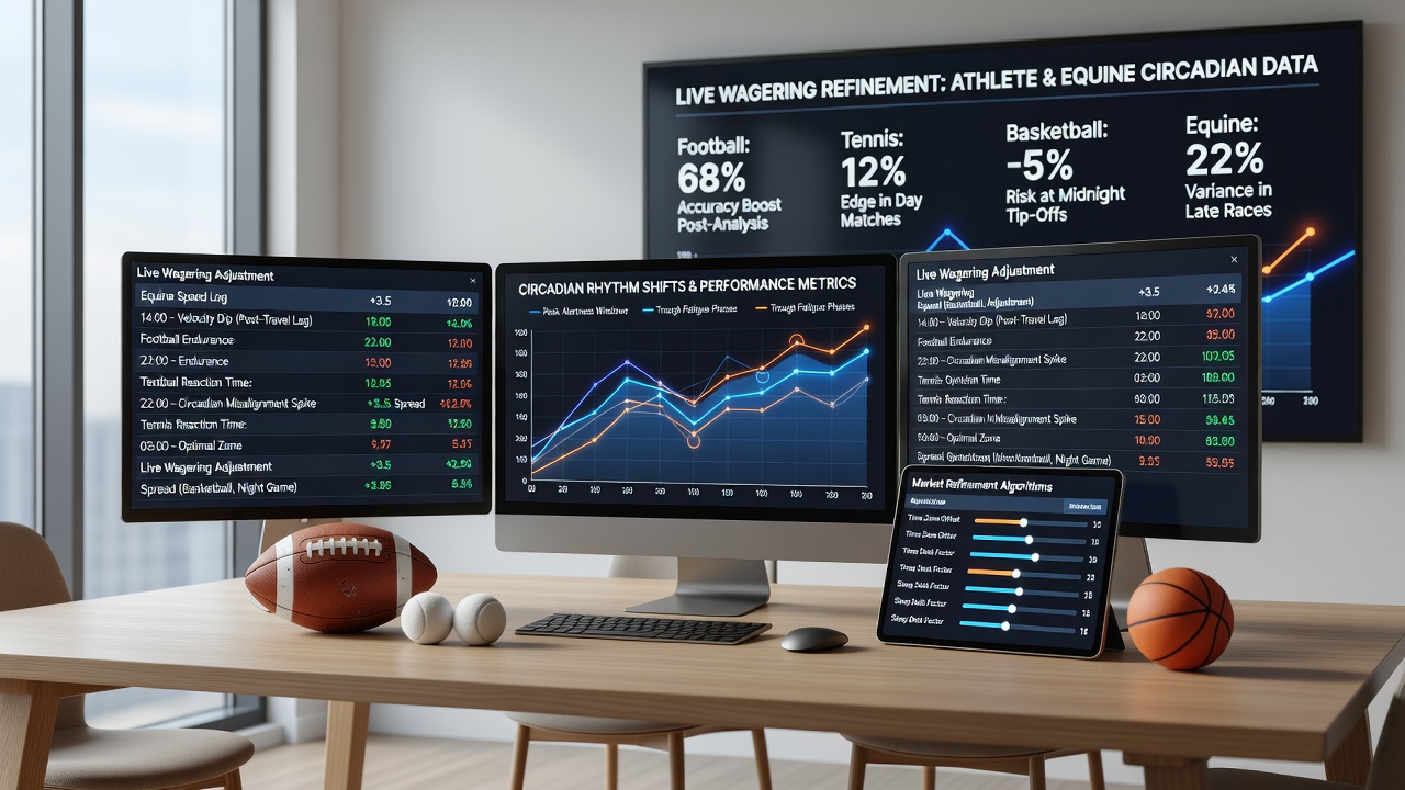 Performance logs showing circadian rhythm data overlaid on athlete training schedules and equine activity records for sports markets