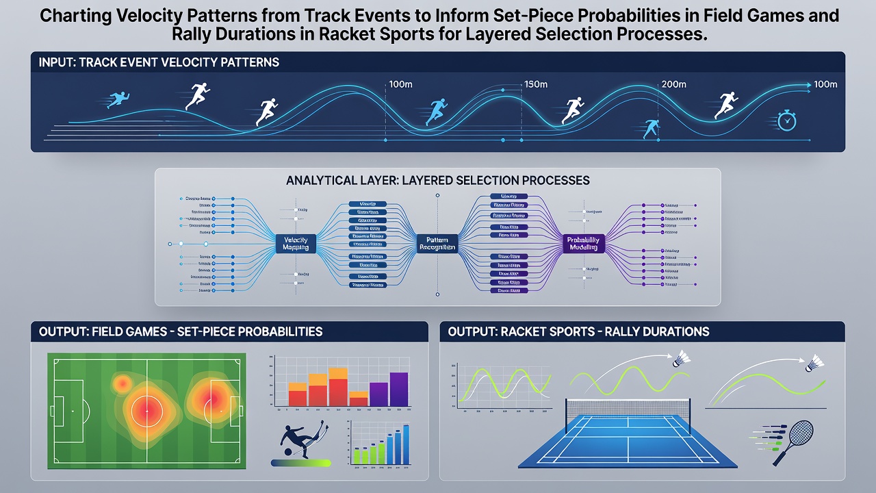 Athletes demonstrating velocity patterns during track events with overlaid data charts showing speed metrics