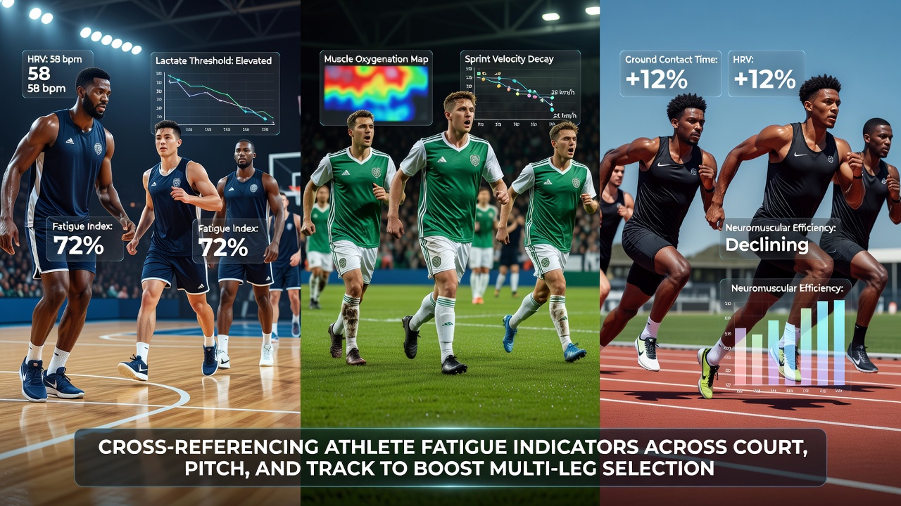 Data analysts reviewing cross-sport fatigue statistics on multiple screens