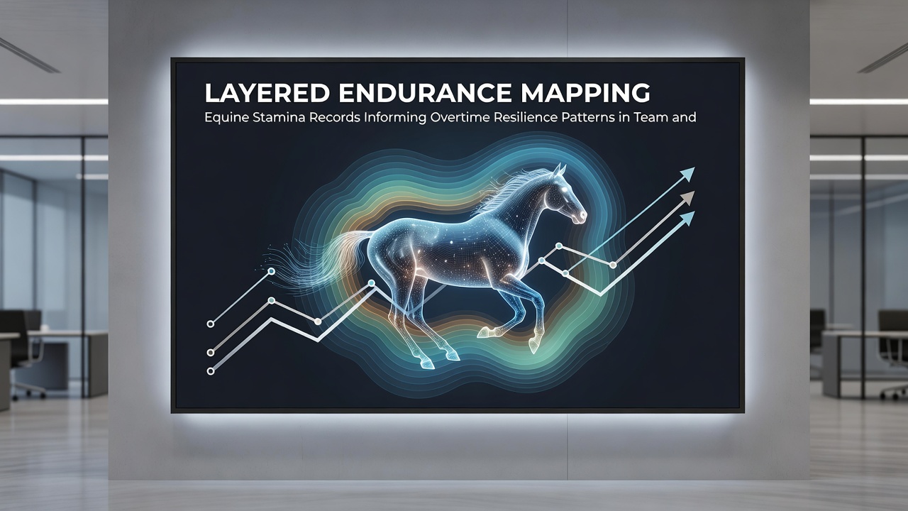 Performance analysts reviewing layered endurance charts that combine equine and human athletic data