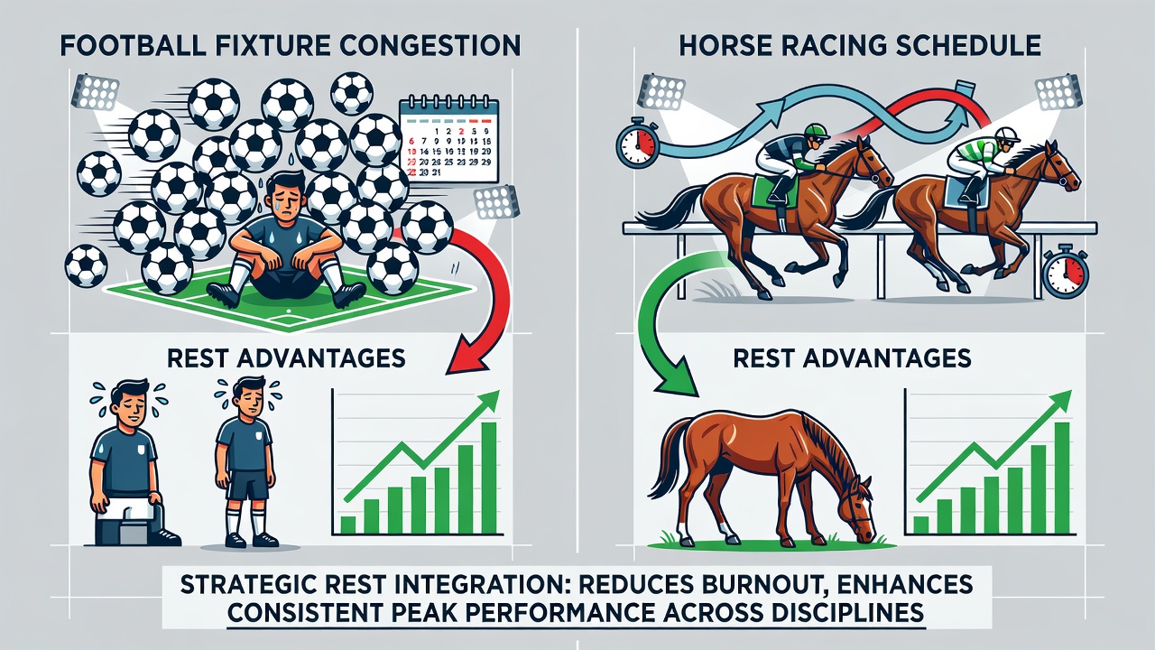 Detailed chart mapping rest periods across football, horse racing, and tennis schedules with performance correlation indicators