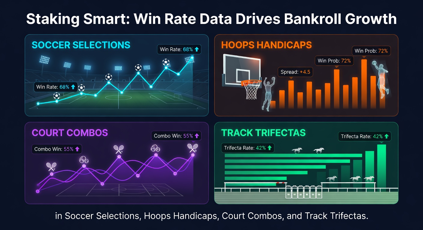 Graph illustrating exponential bankroll growth curves from win rate-adjusted staking strategies across multiple sports