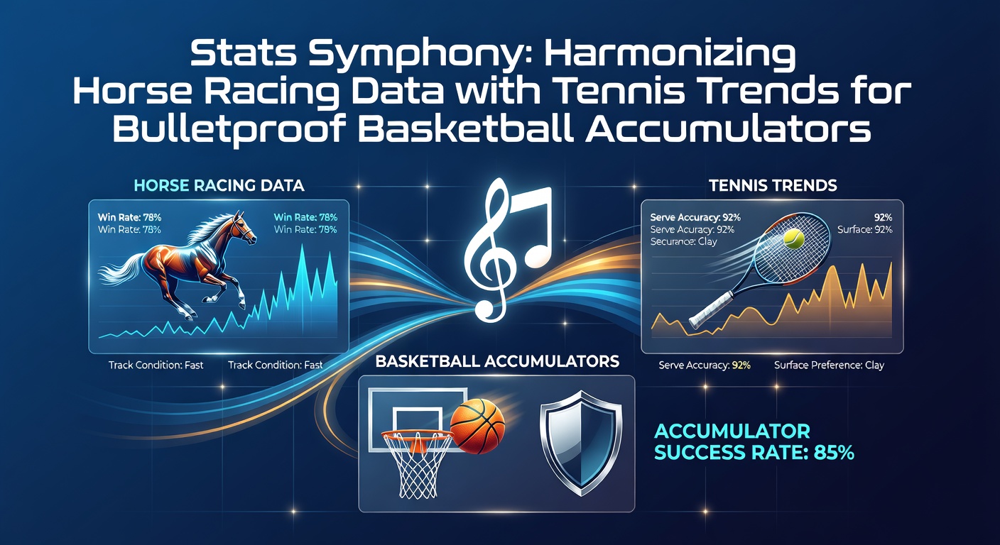 Overlaid charts displaying horse racing speed figures alongside tennis serve percentages and basketball pace metrics, illustrating statistical harmonies
