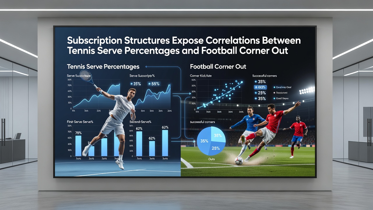 Side-by-side statistical charts comparing tennis serve percentages with football corner frequencies across subscription tiers