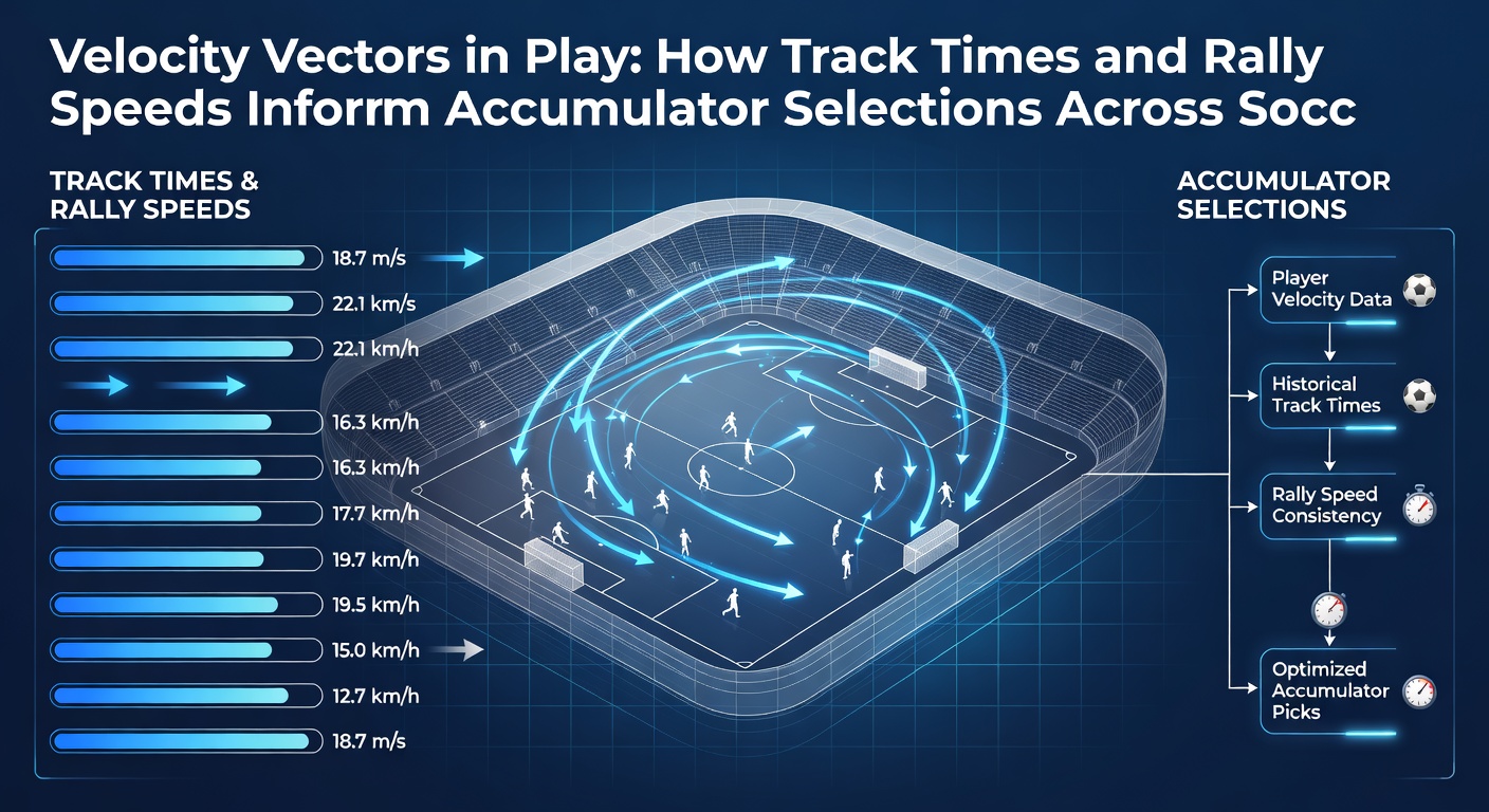 Analytics dashboard displaying overlaid velocity vectors from tennis rallies and horse racing splits applied to live soccer and basketball accumulator selections